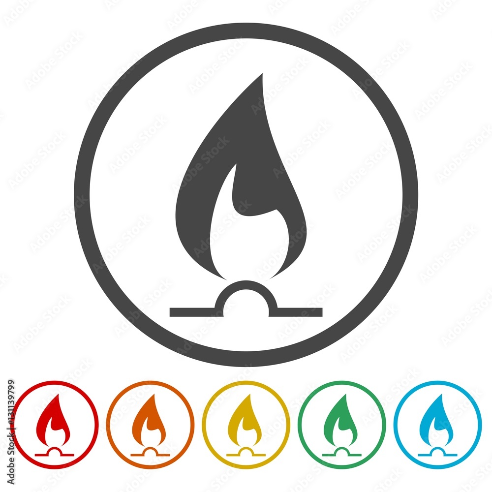 Gas Flame Icons set Gas Flame Icons set