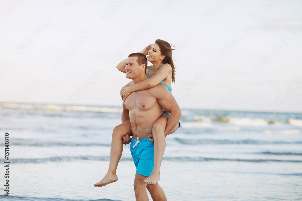 Fototapeta premium beautiful couple on the beach
