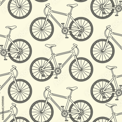 Vector seamless pattern with racing bikes.