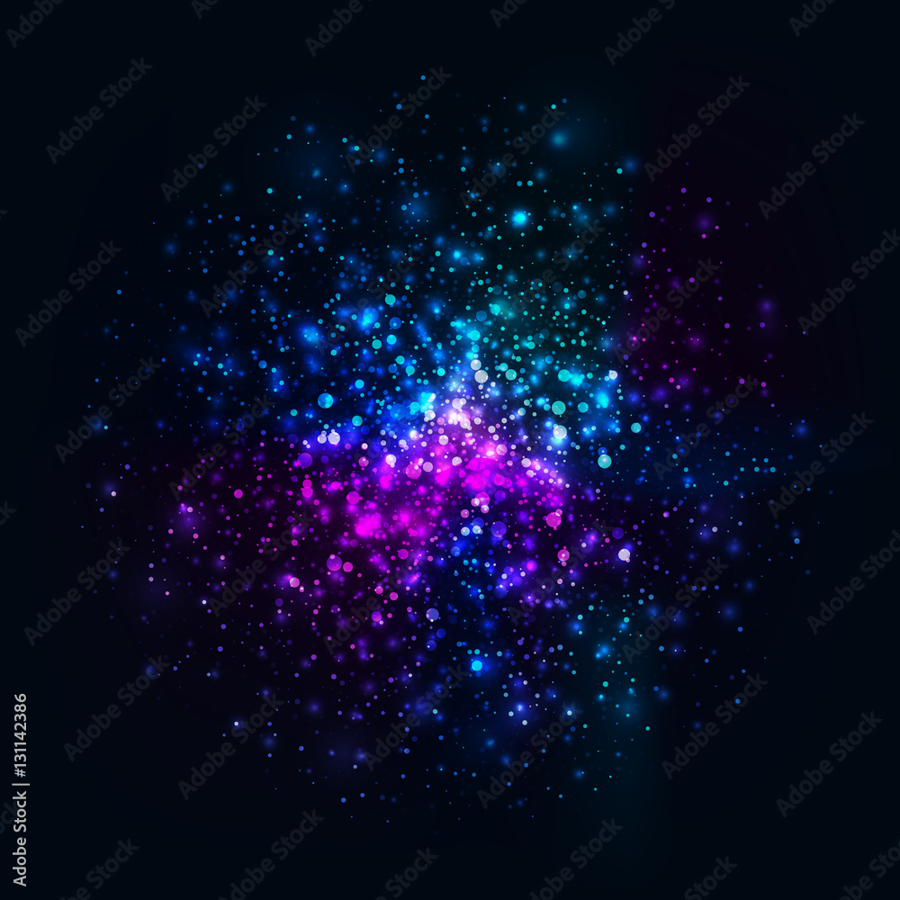 Vector rainbow glowing light glitter background. Galaxy magic lights  background. Star burst with sparkles on black background Stock Vector |  Adobe Stock