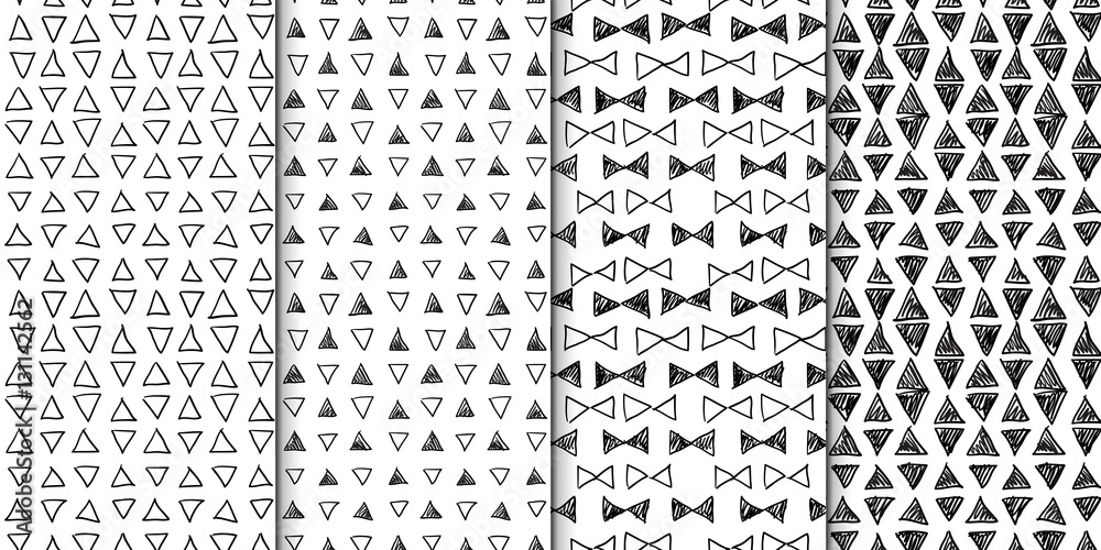 abstract seamless pattern set with hand drawn triangles abstract seamless pattern set with hand drawn triangles