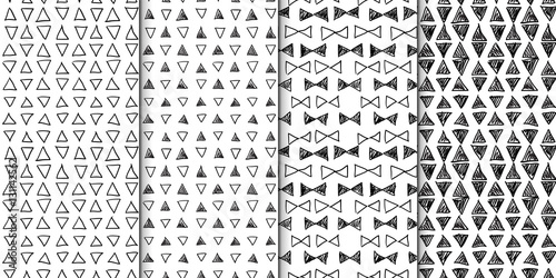 abstract seamless pattern set with hand drawn triangles