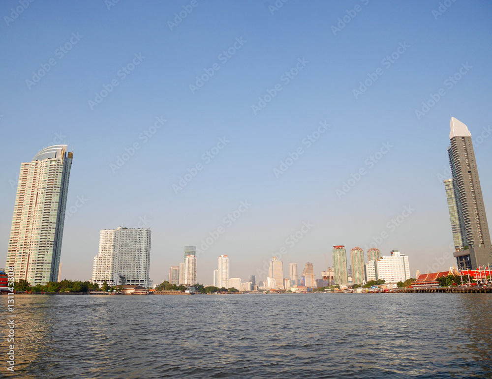 Chao Phraya river and Bangkok city, the capitol of Thailand