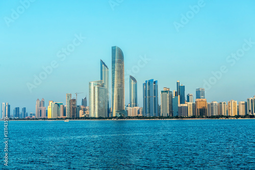 Abu Dhabi Skyline at sunset, United Arab Emirates © murmakova