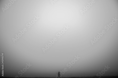 Silhouette of man with space for text  photo