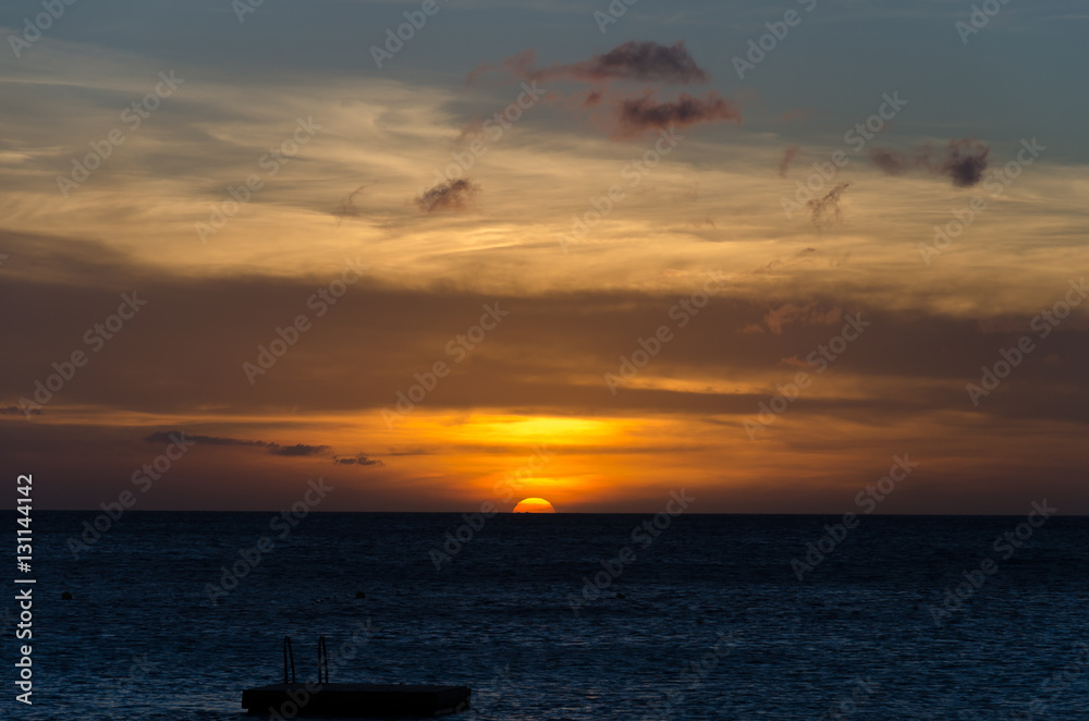 Outstanding sunset at the Porto Mari white sandy Beach Outstanding sunset at the Porto Mari white sandy Beach