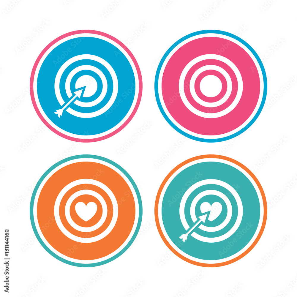 Target aim icons. Darts board signs symbols. Target aim icons. Darts board signs symbols.