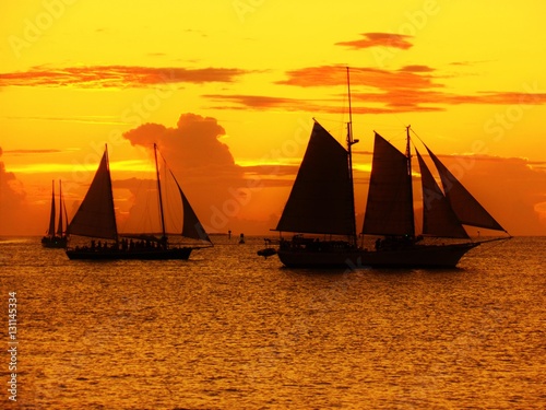 Sunset and boats in Key West