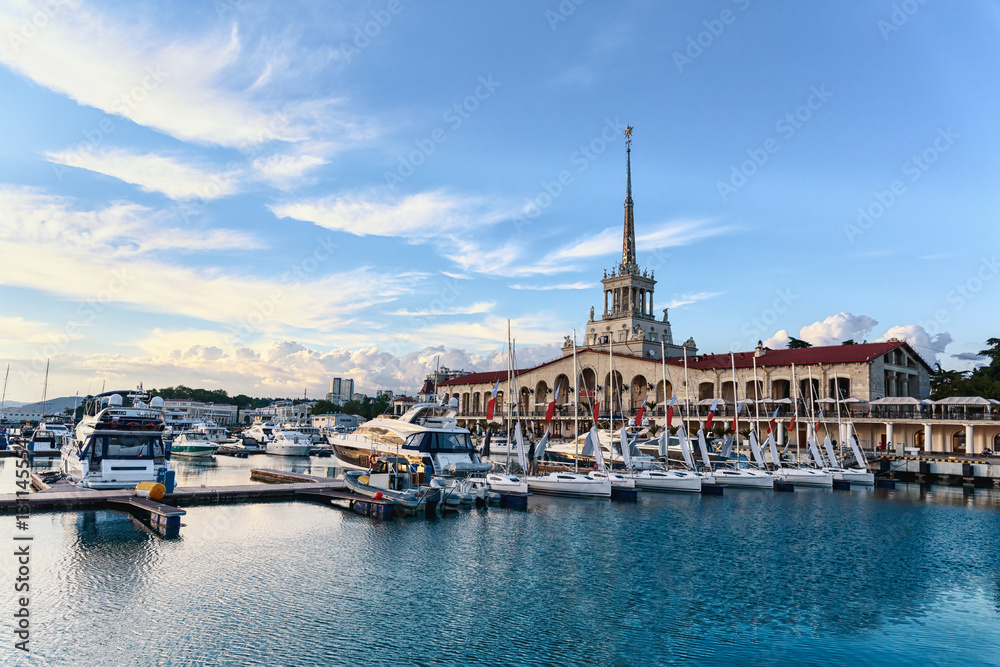 Fototapeta premium sea port of Sochi is a kind of hallmark of the city