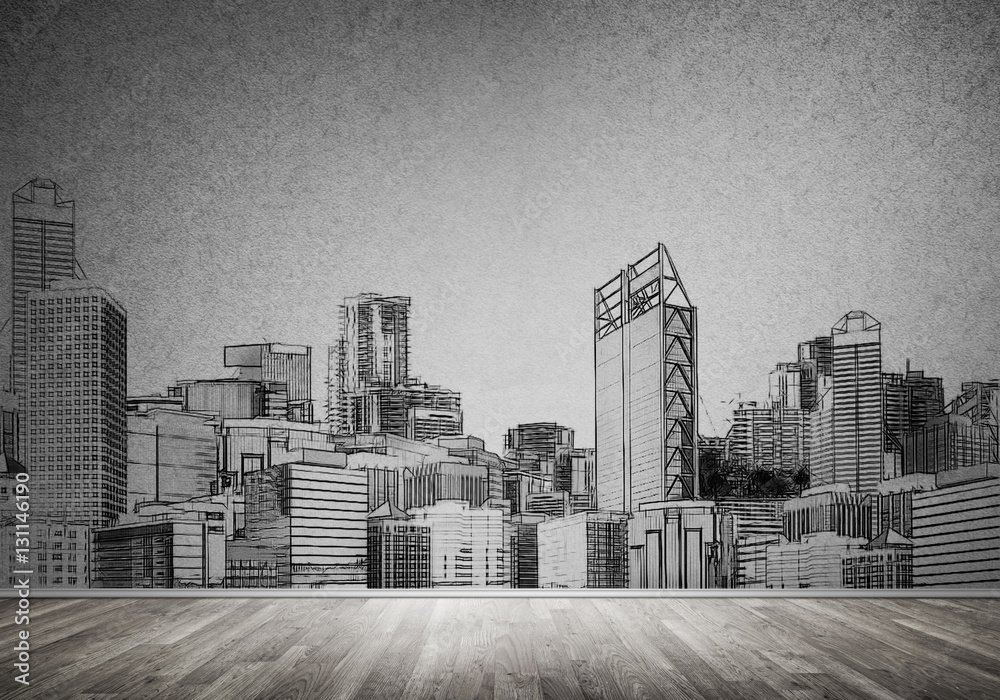 Fototapeta premium City design on wall