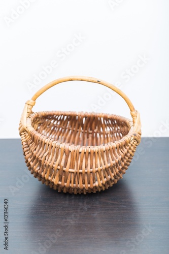 Close up of old empty willow basket
