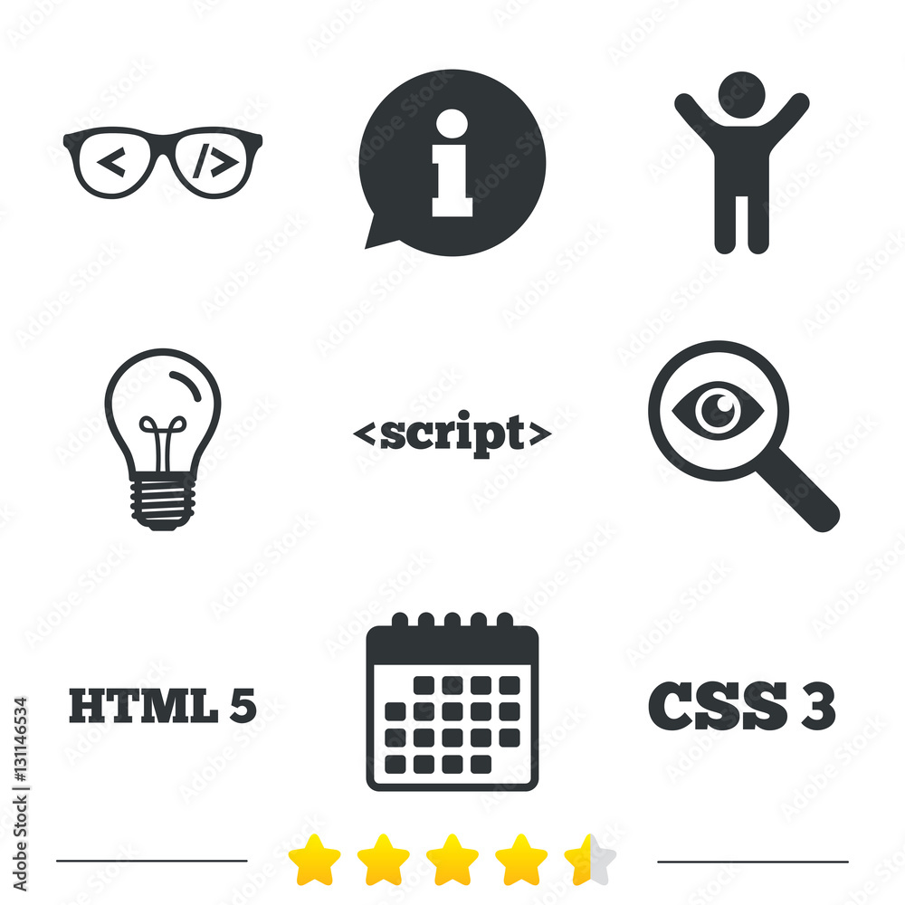 Programmer coder glasses. HTML markup language. Programmer coder glasses. HTML markup language.