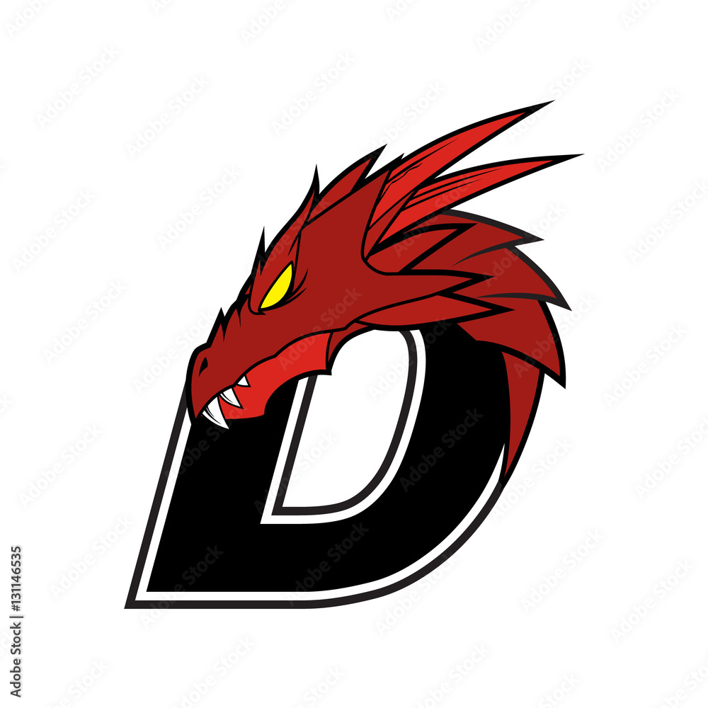 Letter D + Red Dragon Logo Vector Stock Vector | Adobe Stock