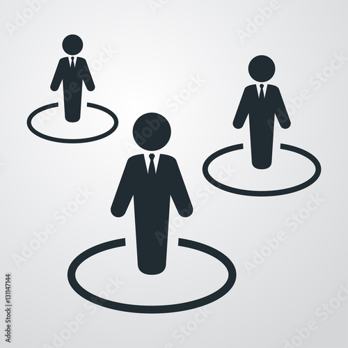 Icono plano gente en circulo en fondo degradado