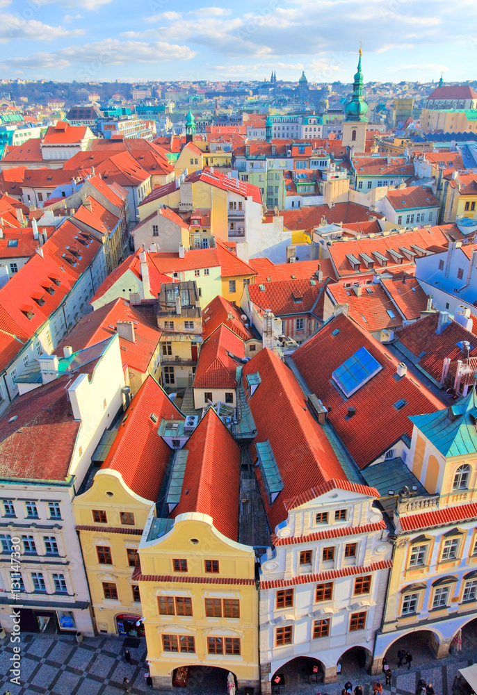 Fototapeta premium Prague vue de la tour de l'hôtel de ville