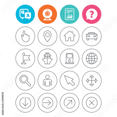 GPS navigation icons. Car and Ship transport.