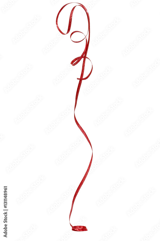 Red streamer, isolated on a white background Red streamer, isolated on a white background