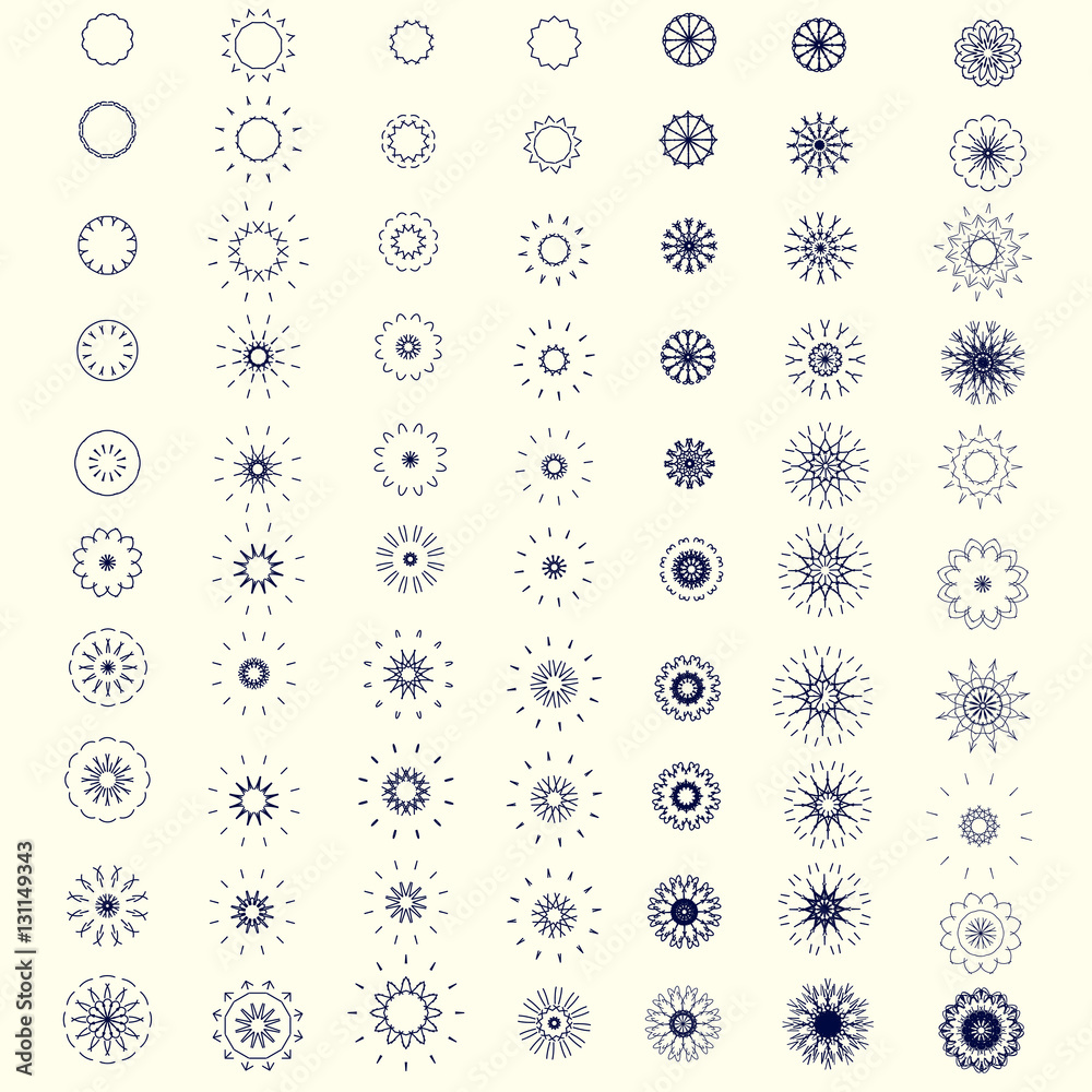 Set of round geometric ornaments. isolated on white. Set of round geometric ornaments. isolated on white.