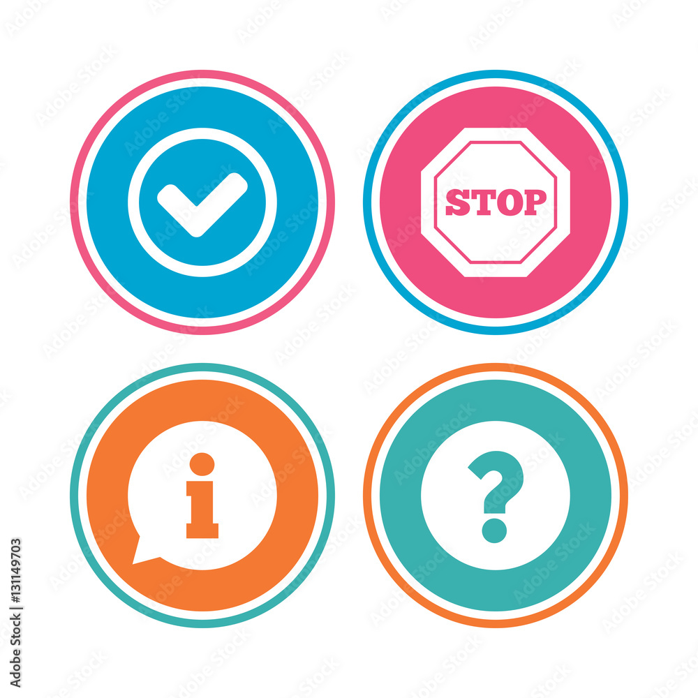 Information icons. Stop prohibition symbol. Information icons. Stop prohibition symbol.