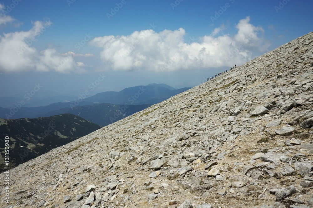 Landscape with The trail for climbing a Vihren peak, Pirin Mountain, Bulgaria