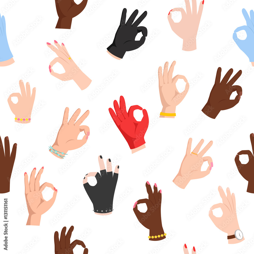 Seamless pattern with ok hand gestures Seamless pattern with ok hand gestures