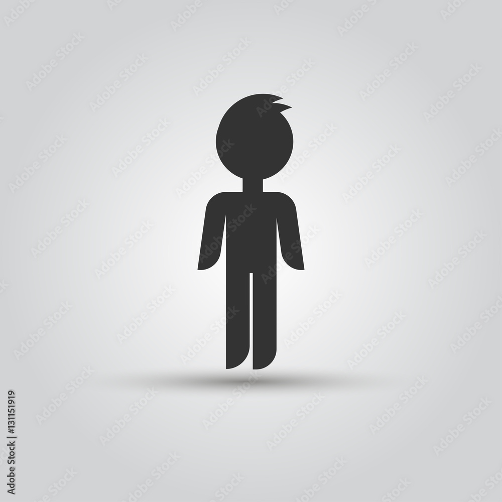 Icon gray stick figure man male Icon gray stick figure man male