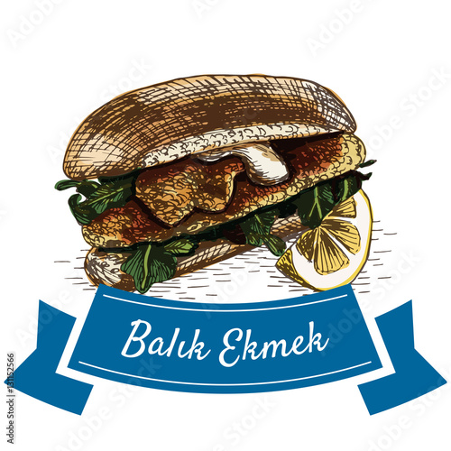 Balik Ekmek colorful illustration.