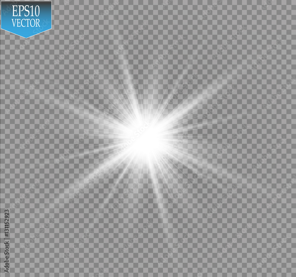 Glow light effect. Star burst with sparkles. Vector illustration. Sun - obrazy, fototapety, plakaty 