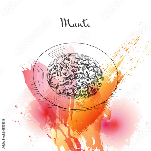 Manti watercolor effect illustration.