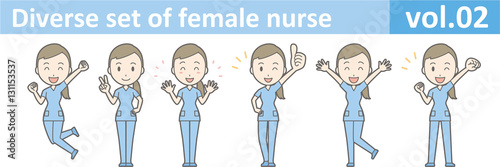 Diverse set of female nurse , EPS10 vector format vol.02