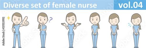 Diverse set of female nurse , EPS10 vector format vol.04