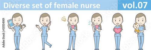 Diverse set of female nurse , EPS10 vector format vol.07
