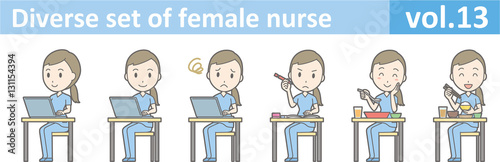 Diverse set of female nurse , EPS10 vector format vol.13
