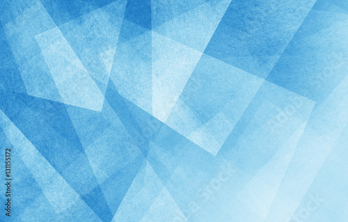 Fototapet modern abstract blue background design with layers of textured white transparent