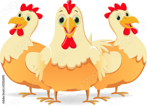 cute three cartoon hen 