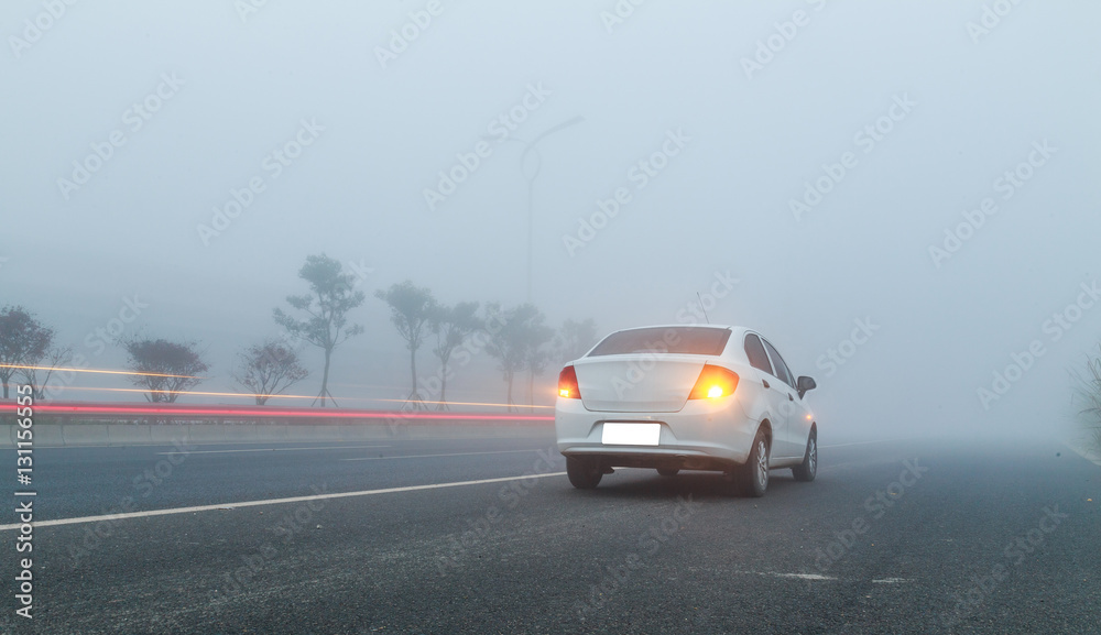 car in the fog