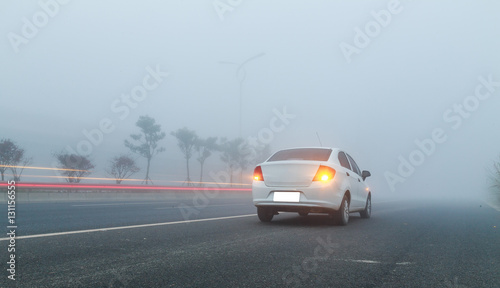 car in the fog