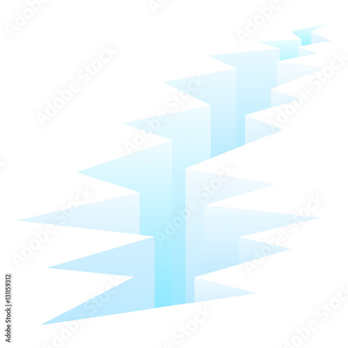 Crack fault line in ground vector illustration. Crack in ground after earthquake, crack on surface