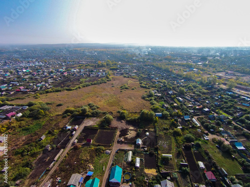 Aerial view of the Russian countryside in autumn photo