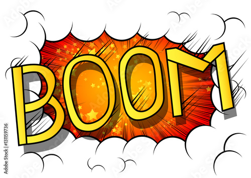 Vector illustrated comic book explosion with boom word.