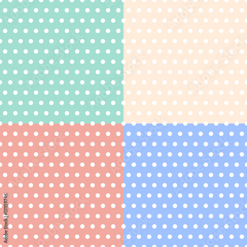 Polka dot tablecloth. Set of seamless patterns