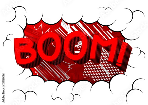 Vector illustrated comic book explosion with boom word.