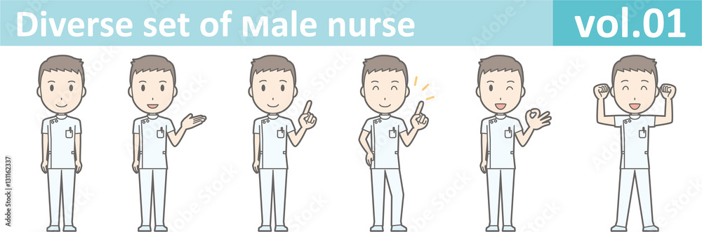 Diverse set of male nurse , EPS10 vector format vol.01 Diverse set of male nurse , EPS10 vector format vol.01