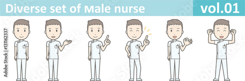 Diverse set of male nurse , EPS10 vector format vol.01