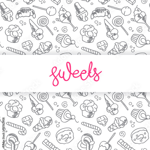 Fast food menu. Set of icons on the vector background.