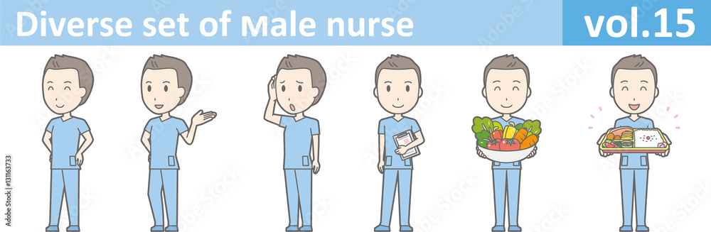 Diverse set of male nurse , EPS10 vector format vol.15