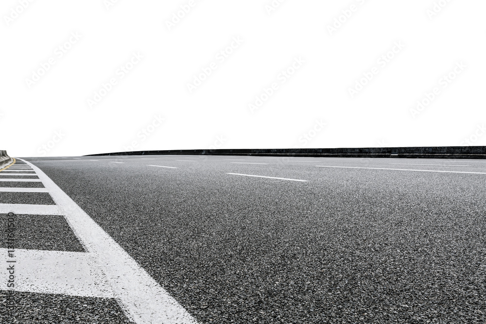 Fototapeta premium Asphalt road on white with path