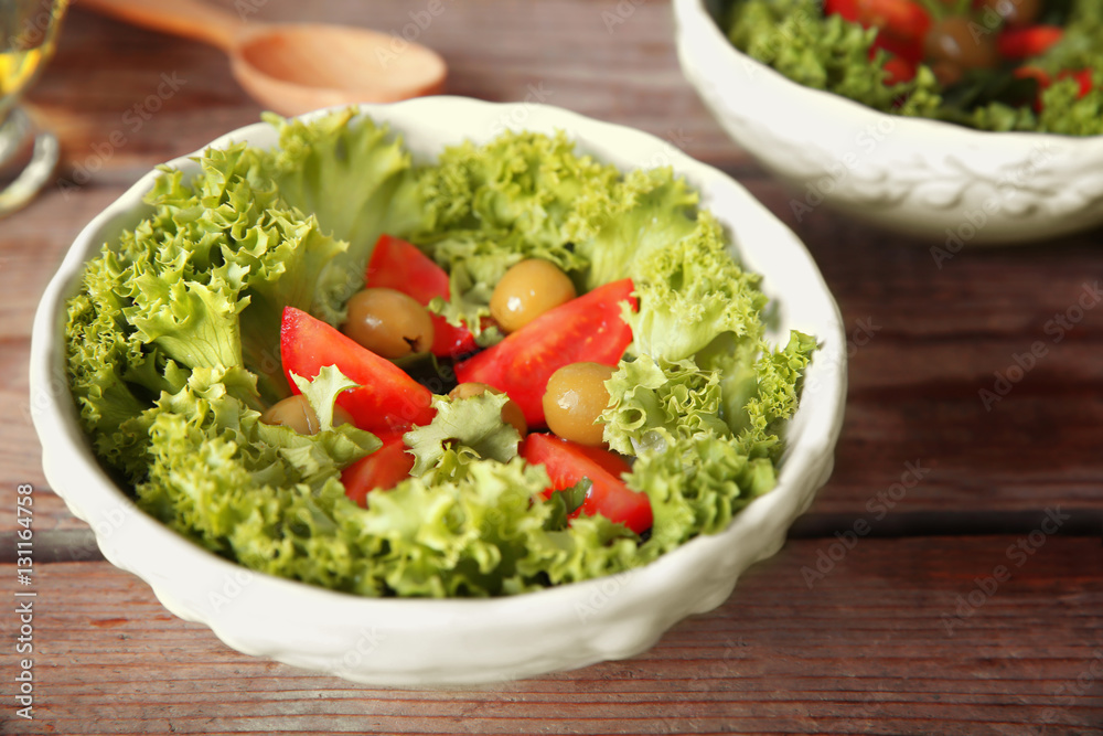 Fresh vegetable salad on a table
