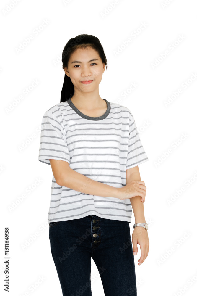 Portrait of a young beautiful asian girl. Isolated on white back Portrait of a young beautiful asian girl. Isolated on white back
