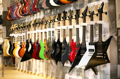 Guitars in music shop